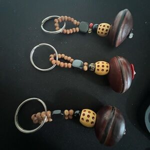 Handcrafted Brown Beaded Keychain